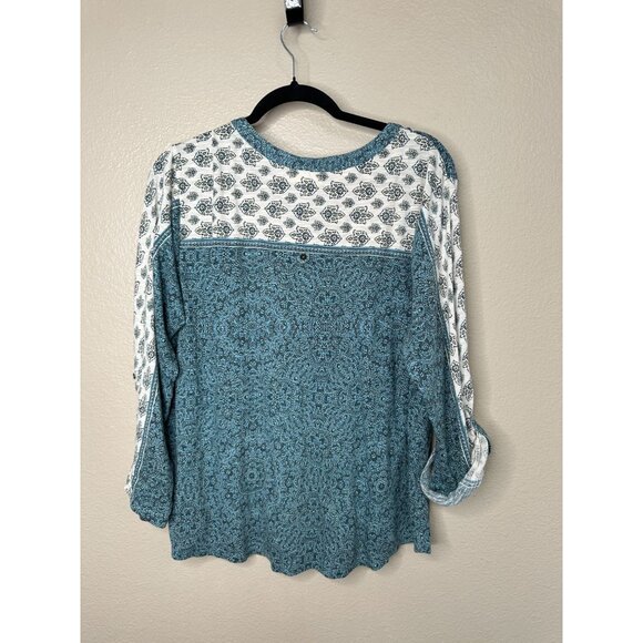 Style‎ & Co Womens Blue Blouse X-Large long sleeve v-neck cotton pullover - Picture 4 of 6